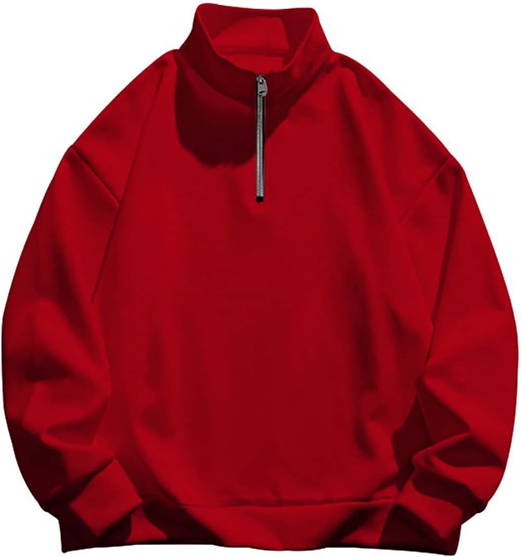 Ymosrh Men's Fashion Work Sweatshirts Quarter Zip Pullover Long Sleeve Athletic Workout Shirts Golf Polo Sweater, S-3XL
