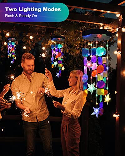Toodour Solar Decorative Lights Outdoor, Colorful Shells Lights Gifts For Mom Grandma Women Wife Girls, Solar Wind Chimes Outside Decorative Mobile Lights For Holiday Garden Porch Yard Window Decor #TOP1
