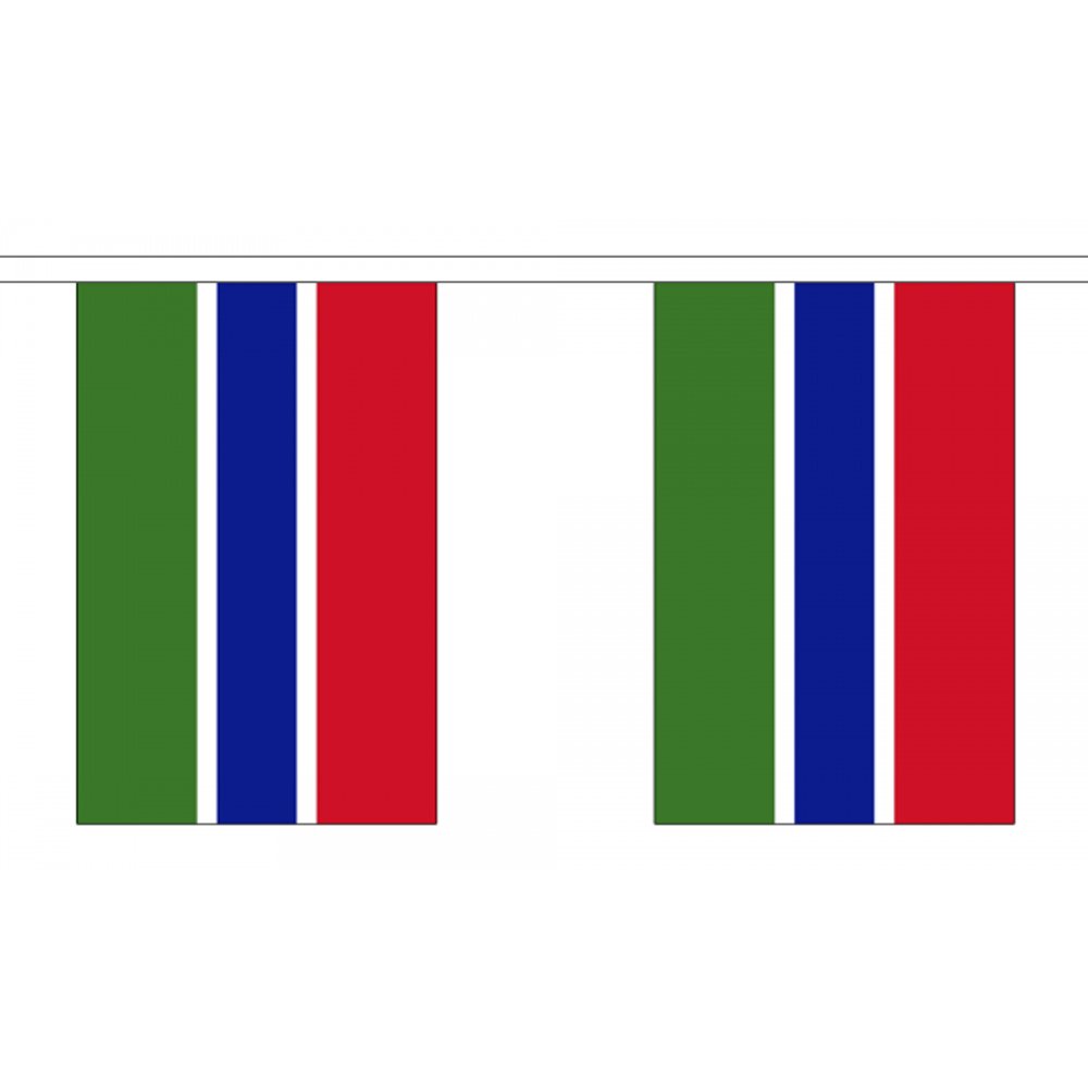 Flagtex Gambia Fabric Bunting – 3m with 10 Flags – Fabric for Indoor & Outdoor Use – String Flags Banners Gambian West Africa — image 1