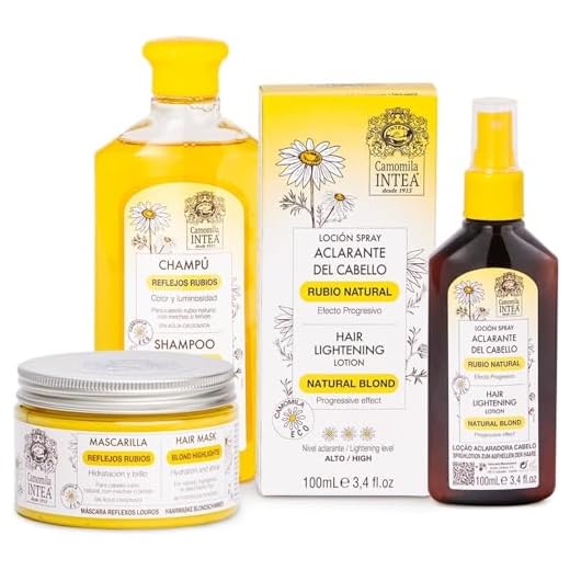 Camomila Intea - Tratamiento aclarador del cabello - Loción Aclarante Rubio Natural 100 ML + Champú Reflejos Rubios 250 ML + Mascarilla Reflejos Rubios 250 ML
