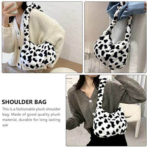 Amosfun Bolsa de Pelúcia Nas Axilas Bolsa Com Estampa de Vacas Nas Axilas Bolsa de Falsa Bolsa de Om