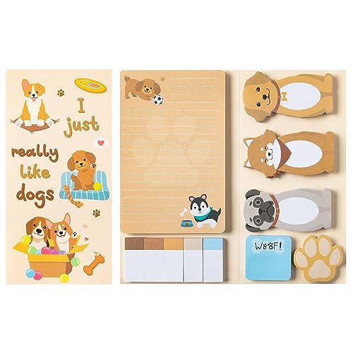 550 Sheets Sticky Notes Set Cute Dog Shaped Paper Clips Novelty Self Adhesive Sticky Notes Writing Memo Pads for Children Home Office School Supplies Page Marker Gift for Teacher Student