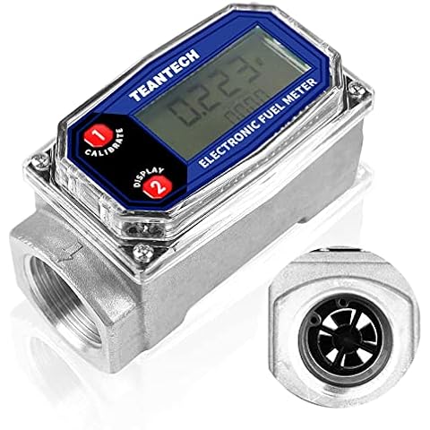 TEANTECH Digital Turbine Flow Meter Digital LCD Display with NPT Counter Gas Oil Fuel Flowmeter for Measure Diesel Kerosene Gasoline (1 Inch) Cover