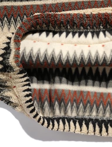 Image of ZAFUL Men 1 /4 Zipper Ethnic Aztec Fleece Unisex Winter Sweatshirt Tops 2026 | Funnel Neck Fluffy Polar Fleece Faux Sherpa Soft Thermal Pullover Kangaroo Pocket Jacket Hoodie Tops