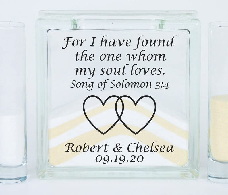 PERSONALIZED Heart GLASS Unity Sand Set For Weddings w LID, SAND, INK Printed - Wedding Sand Ceremony Kit For Wedding, Wedding Sand Ceremony Sets, Unity Candle Set Beach Wedding Decor