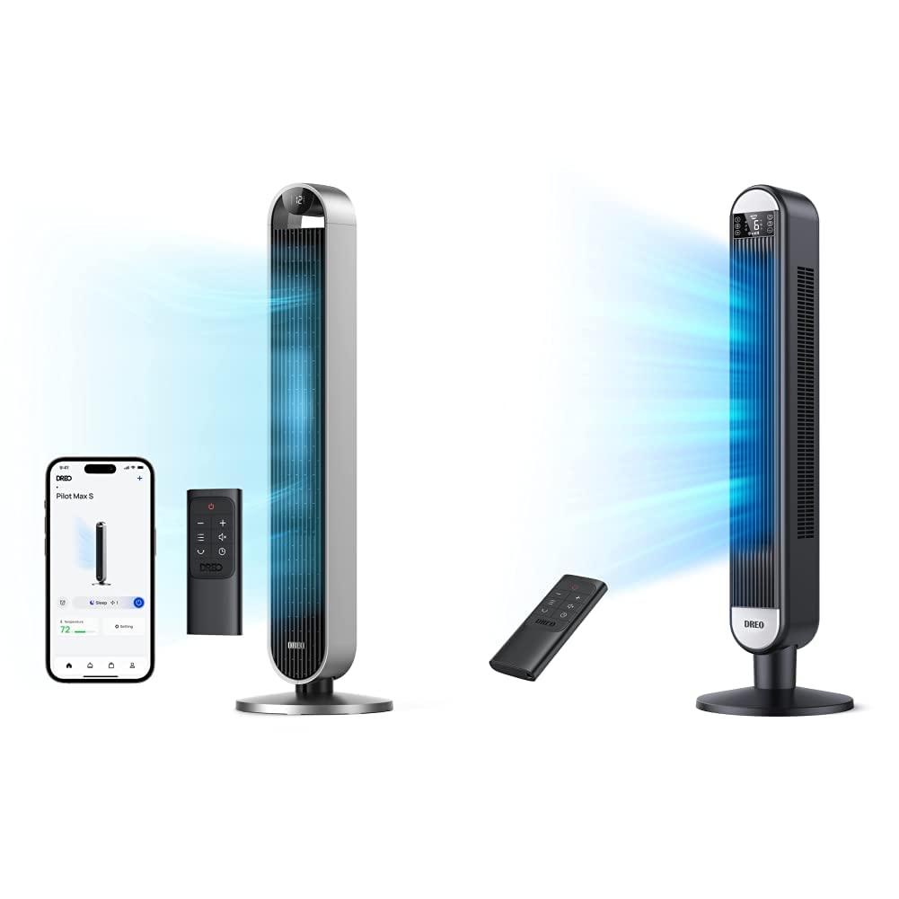 Dreo Pilot Max 120° Oscillating Tower Fan, 42 Inch Bladeless Fan for  Bedroom u0026 Tower