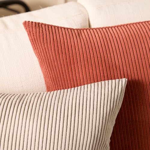 Image of Encasa XO Corduroy Cushion Covers, Boho Pillow Covers, No Inserts Taupe