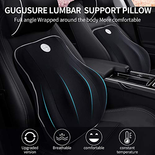 Gugusure Lumbar Support for Office Chair, Memory Foam Back Cushion with Breathable Mesh Cover for Car Seat,Orthopedic Backrest for Low Back Pain Relief