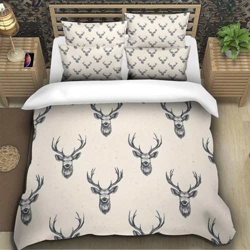Housse de couette cerf 3D imprimée en microfibre douce 260x220