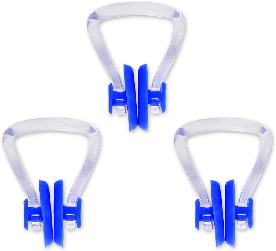 DS. DISTINCTIVE STYLE PVC Silicone Swimming Nose Clip Set in 3 Pieces Nose Plug Swimming Nose for Adult Kids (Blue)