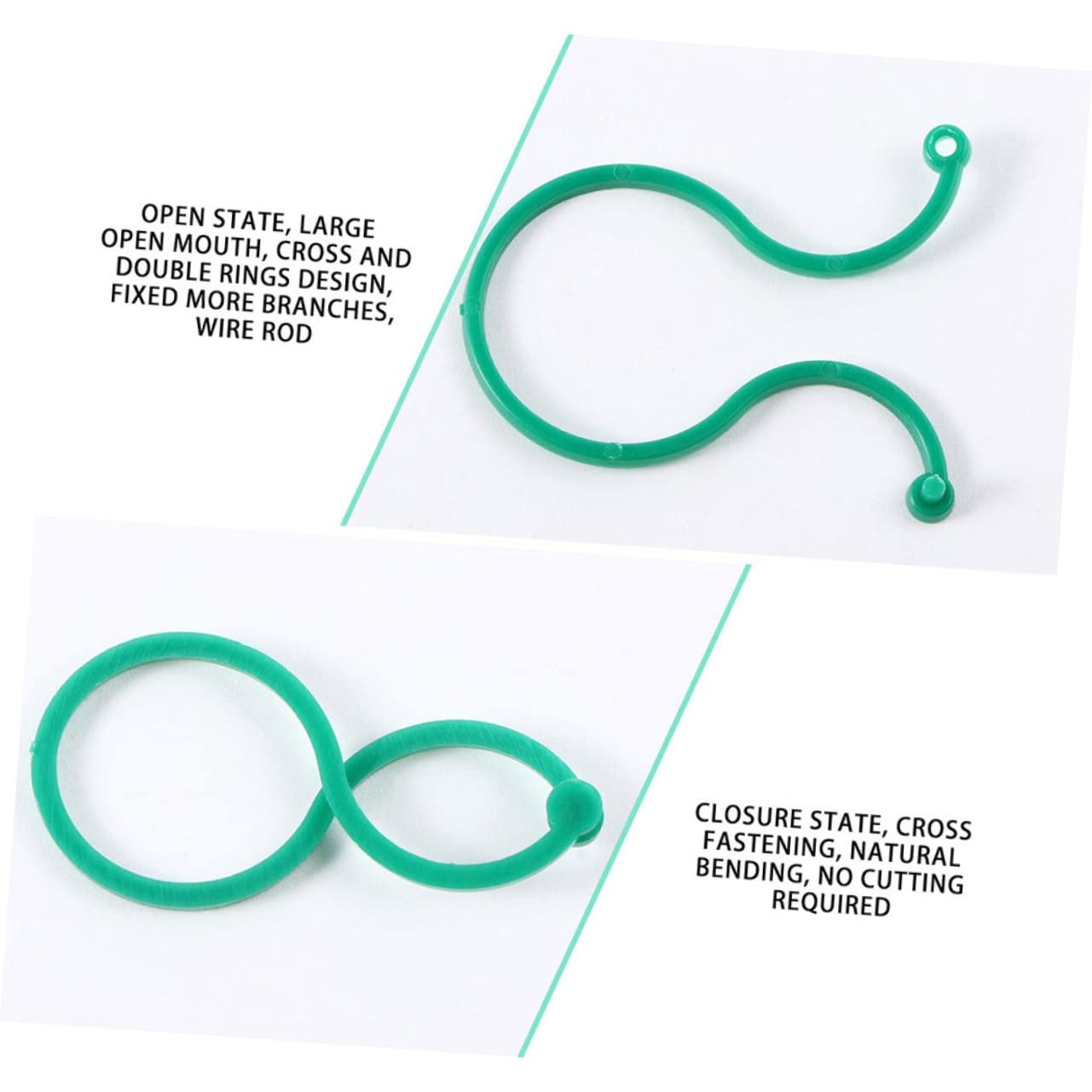 VANZACK 5 Sätze Pflanzenclip Gartenbefestigung Gartenpflanzenclips Stützen Pflanzenständer Pflanzenclips Clips Große Gartenbefestigungspfähle Reben Gartenstammclips Grüner 100 Stück * 5