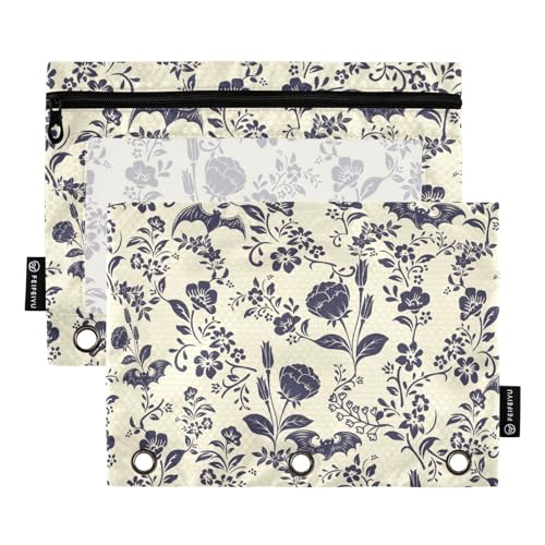 CBBYY Goth Bat Pencil Pouches for 3 Ring Binder,2 Pack 3 Ring Bin...