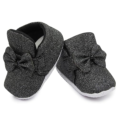 Image of Neska Moda 6 To 12 Months Baby Girls Cotton Hook & Loop Bow Booties -BT1766