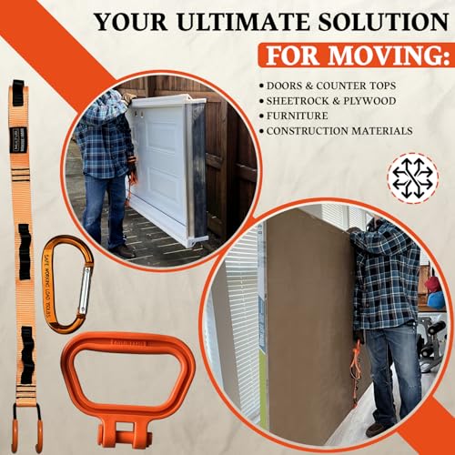Multus Max Mover Panel Lift – Heavy Duty Plywood, Sheetrock & Drywall Carrier | Ergonomic Handle Strap System for Easier Lifting & Moving Panels