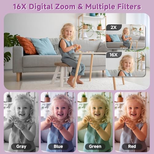 Image of Digital Camera, 44MP Compact Camera, FHD 1080P Point and Shoot Digital Cameras with 16X Zoom, Face Detect, Smile Capture, Anti Shake, for Boys Girls Teens Gifts (Purple)
