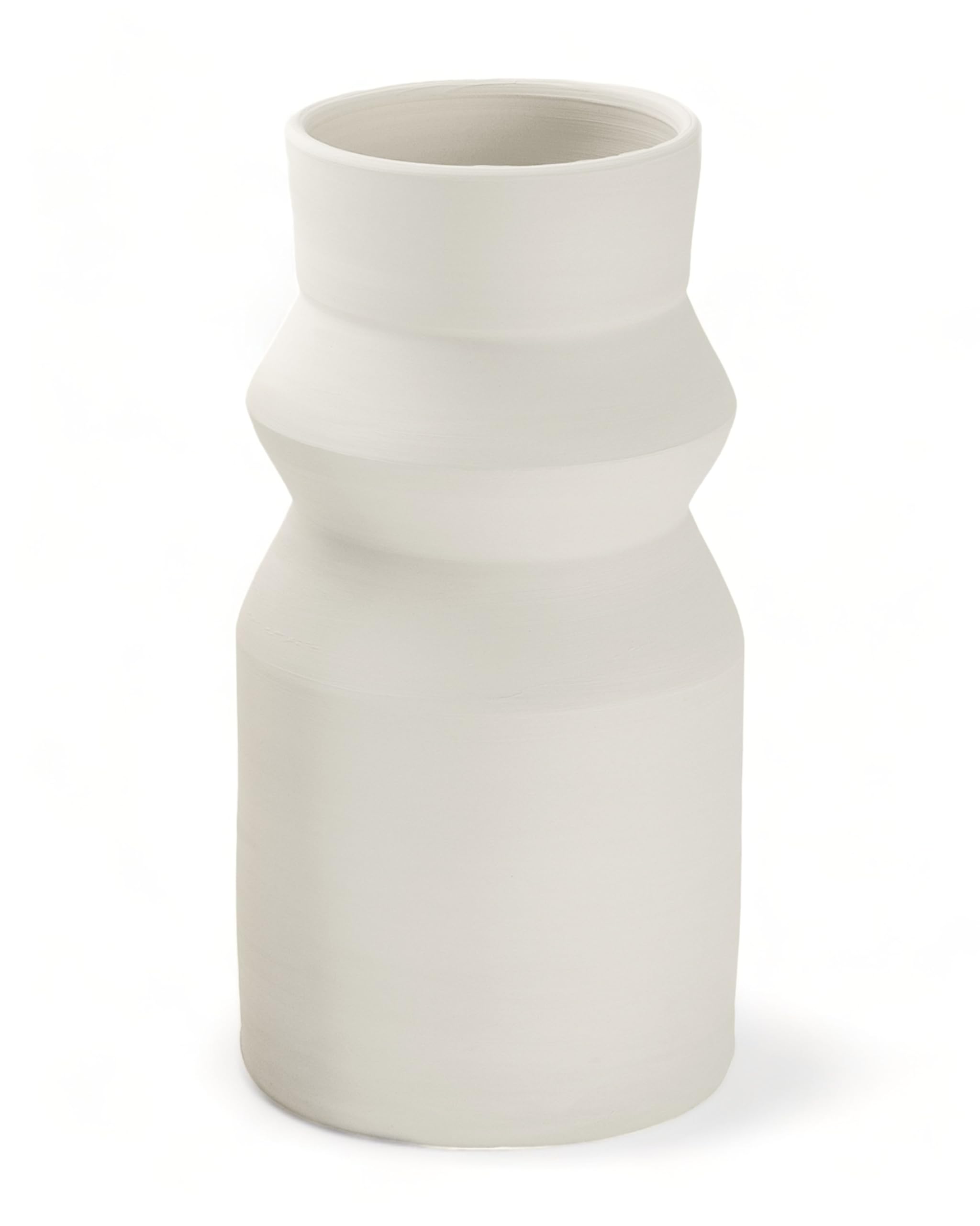 LIVLIG Jarrón Hecho a Mano Blanco de Cerámica - Decorativo para Flores Secas, Decoración de Mesa o Suelo - Altura: 25 cm