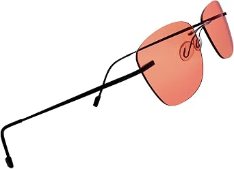 BRADDELL FL-41 Rose Tinted Migraine Light Sensitivity Rimless Glasses for Fluorescent LED Glare, Photophobia and Eye Strain