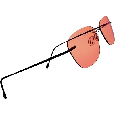 BRADDELL FL-41 Rose Tinted Migraine Light Sensitivity Rimless Glasses for Fluorescent LED Glare, Photophobia and Eye Strain