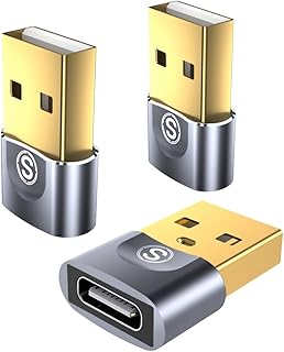 USB C Female to USB Male Adapter 3-Pack, Type C Charger Cable Connector for MacBook Pro, iPhone 11 12 13 14, Airpods, iWatch, iPad Air, Samsung Note 10 20 S20 S21 S22, Wall Chargers, Power Banks.