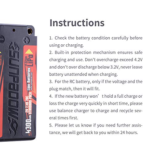SUNPADOW 2 S 7.4 V Shorty Lipo Batteria 4300 mAh