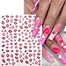 6 Sheets Valentines Day Nail Art Stickers Sexy Lip Nail Decals 3D Self-Adhesive Colorful Lips Nail Supplies Red Lip Heart Love Nail Design Pink Red Heart Lips Manicure Accessories for Women Nail Decor