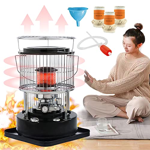 Petroleumofen, Petroleum Heizung für Innenräume Heizung, 360° Heizstrahler ,Ohne Strom Innen Petroleum Heizung, Fallende automatische Feuerlöschung, für Camping Zeltheizung Kochen (6L-Schwarz) Cover