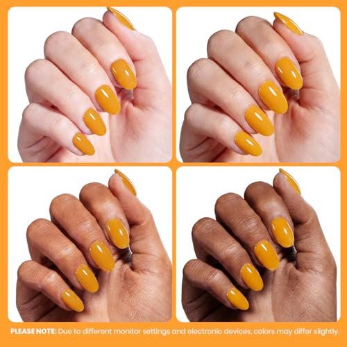 Image of Beetles Orange Gel Polish - Turmeric Latte Full Size 15ML /0.51Fl Oz, Hema Free Pumpkin Orange Gel Nail Polish, Soak Off UV LED Lamp Bright Fall Nails Art, Manicure Salon DIY Nails