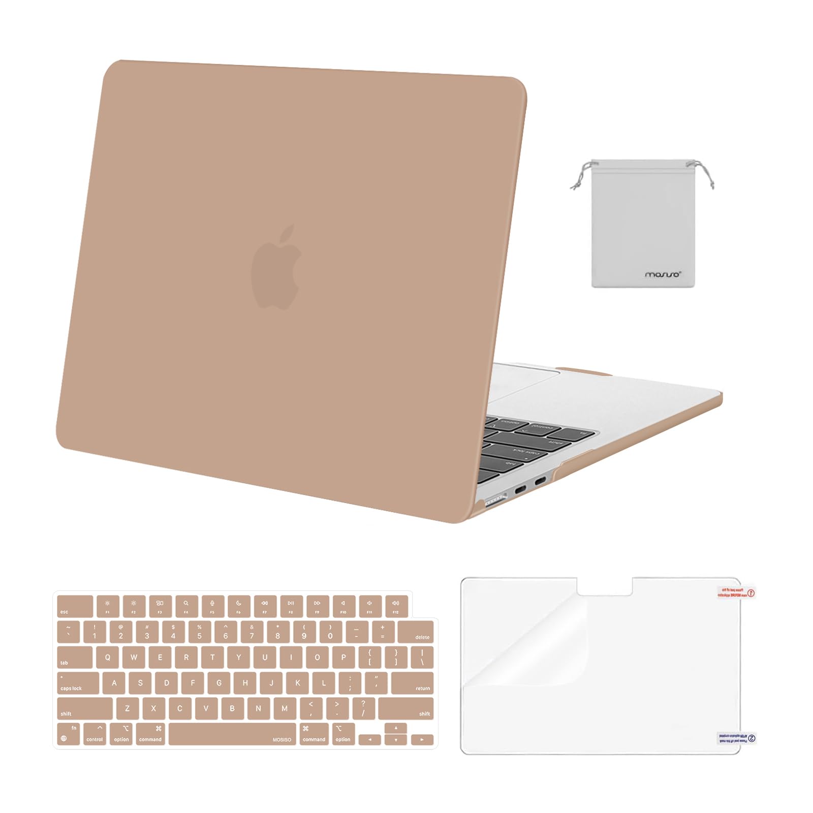 MOSISO Compatible with MacBook Air 13 inch Case M5 2026 M4 2025 M3 M2 2024-2022 A3449 A3240 A3113 A2681,Hard Shell&Keyboard Cover&Screen Film&Pouch for MacBook Air 13.6 inch Case, Crystal Clear — view 13