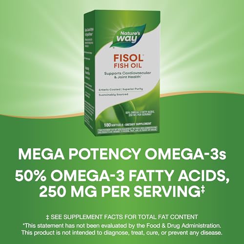 Nature's Way Fisol Fish Oil Softgels, Mega Potency Omega-3s, 180 ct - image 5