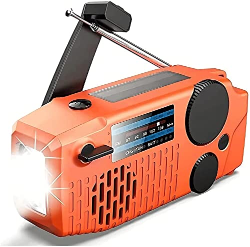 緊急クランクラジオ、手クランクポータブル AM/FM/気象ラジオ、懐中電灯&モーションセンサー読書電話充電器、 s 家や緊急事態のために