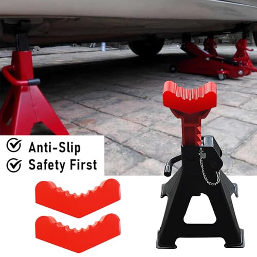 Image of AUTOXBERT 2Pcs Jack Stand Rubber Pad Universal Red Car Lift Pads Adapter Repair Tool 6 Ton Frame Rail Jacking Stand Pinch Support Protector