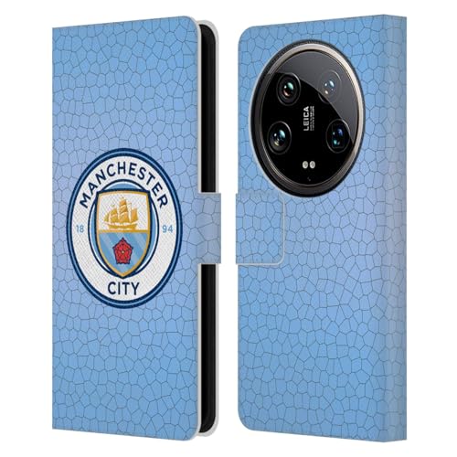 Head Case Designs Officially Licensed Manchester City Man City FC Blue Mosaic Full Colour Badge Pixels Leather Book Wallet Case Cover Compatible with Xiaomi 14 Ultra