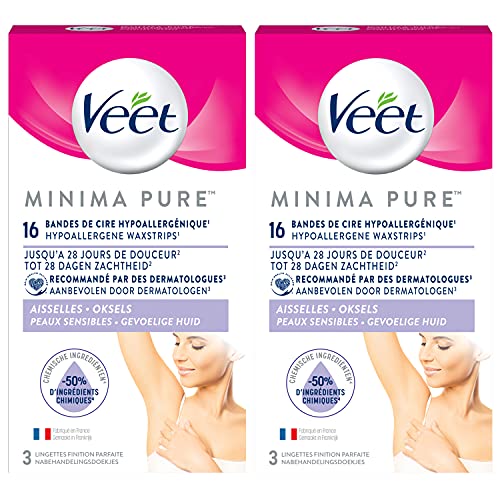 Veet Minima - Juego de 2 bandas de cera fría (cera suave, hipoalergénica)