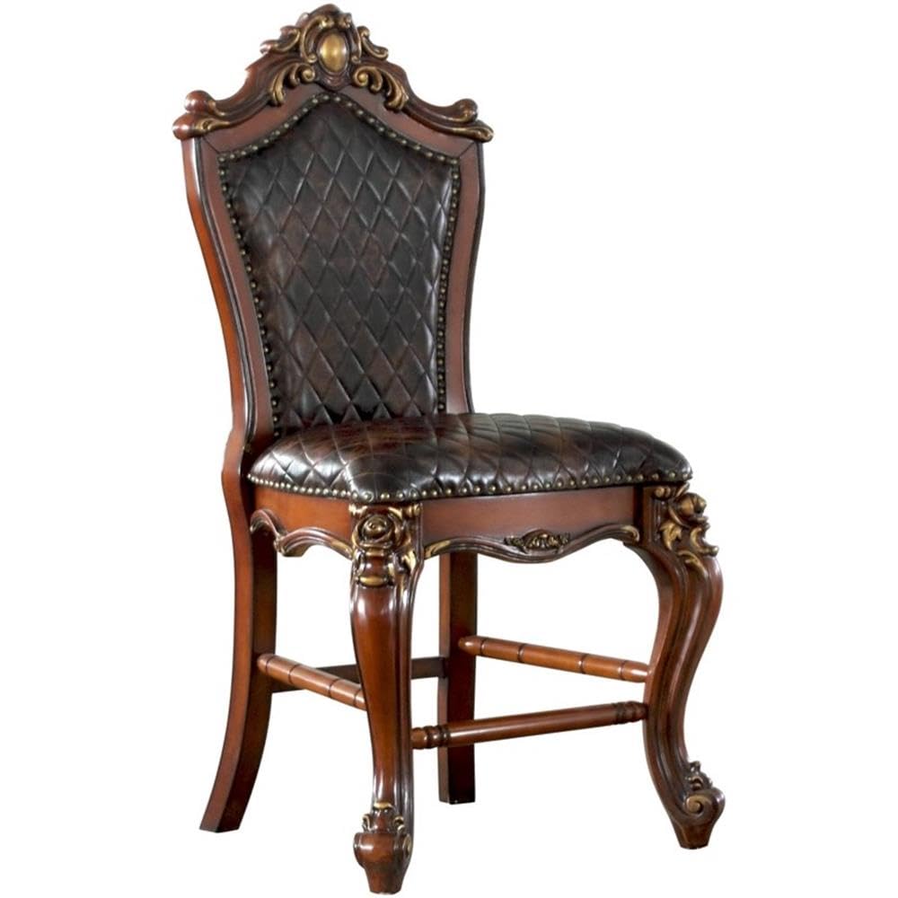 Acme Picardy Counter Height Chair Set of 2 in Cherry Oak and PU