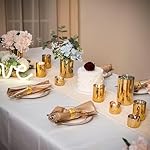 Gold Vase Tea Lights Votive Candle Holders, Mercury Glass Hurricane Pillar Candle Holder Bulk for Wedding Decor Party Table Centerpieces(4 Set 12Pcs) - Image 4