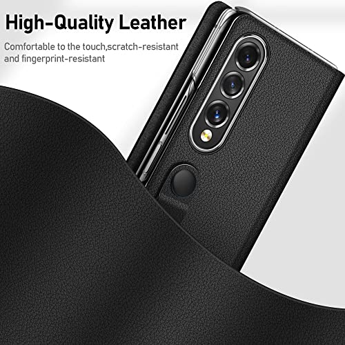 Coque fine Galaxy Z Fold 4 cuir marron anti-choc avec support stand - 6