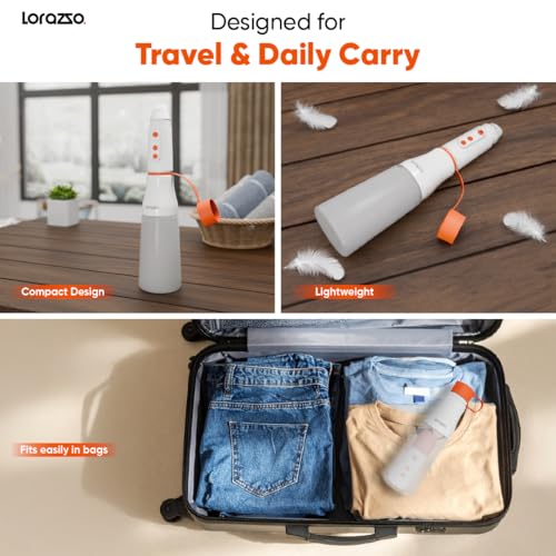 Image of Lorazzo WOGO Portable Jet Spray | Battery Operated Bidet Sprayer | Type-C Rechargeable | 290ml Refillable Bottle | Adjustable Water Pressure | Compact Travel Hygiene Cleaner | Handheld Personal Bidet | 2 Year Warranty