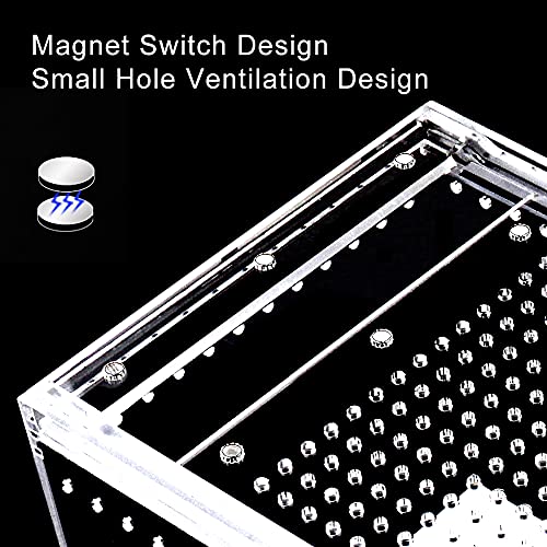 Naneezoo Magnetic Acrylic Enclosure, 10X6X6 Inch Tall Long Case Reptile Habitat Terrarium Cage For Terrestrial Arboreal Tarantula Scorpion Sling Isopods Lizards Invertebrates Insect Mantis thumb #3
