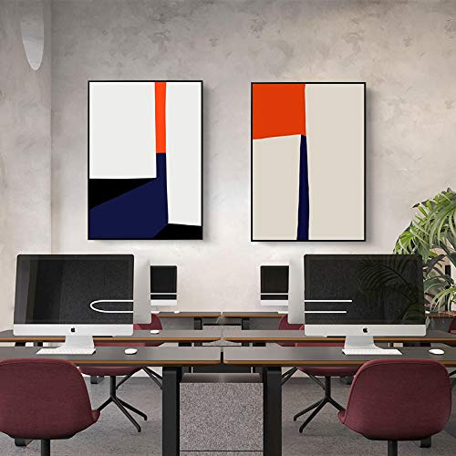 Toile abstraite salon moderne : lot de 2 affiches murales minimalistes chic 50x70cm