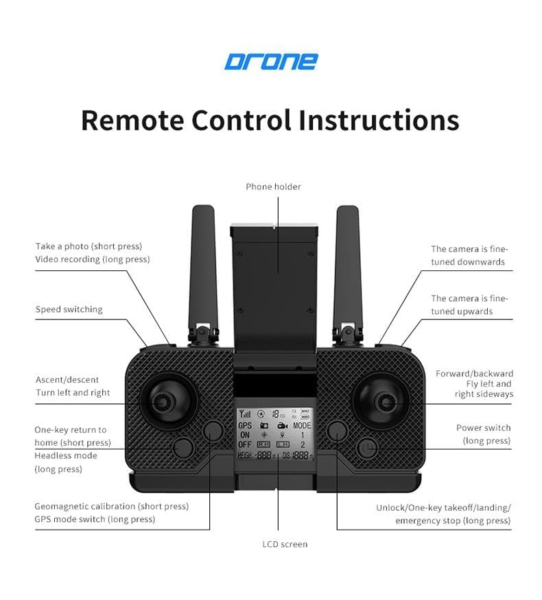 Image of GPSDrone with Dual 4K Camera, ProfessionalDrone with EIS and Brushless Motors, Comes with 1 Batteries, Supports WiFi Transmission and Trajectory Flight, Ideal Professional Drone for Adults