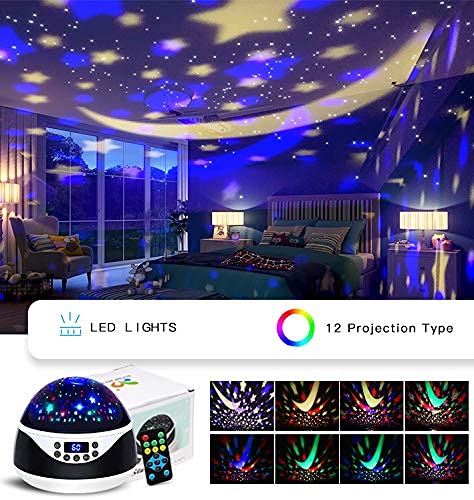 Mokoqi Night Light With Music & Timer, Star Light Projector - Sound Machine For Baby Sleeping, Birthday Gifts For Girls Boys 1-6-12, Remote Control Projection Lamp Invited Colour Starry Sky To Home #TOP2