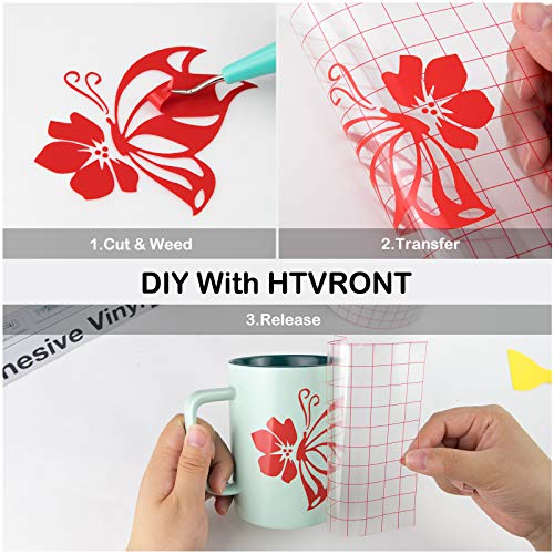 Image of HTVRONT Red Permanent Vinyl - 12 inch x 14 FT Glossy Red Adhesive Permanent Red Vinyl Roll Compatible with Cricut Cutting Machine, Silhouette, Cameo Cutters, Signs, Scrapbooking, Craft, Die Cutters