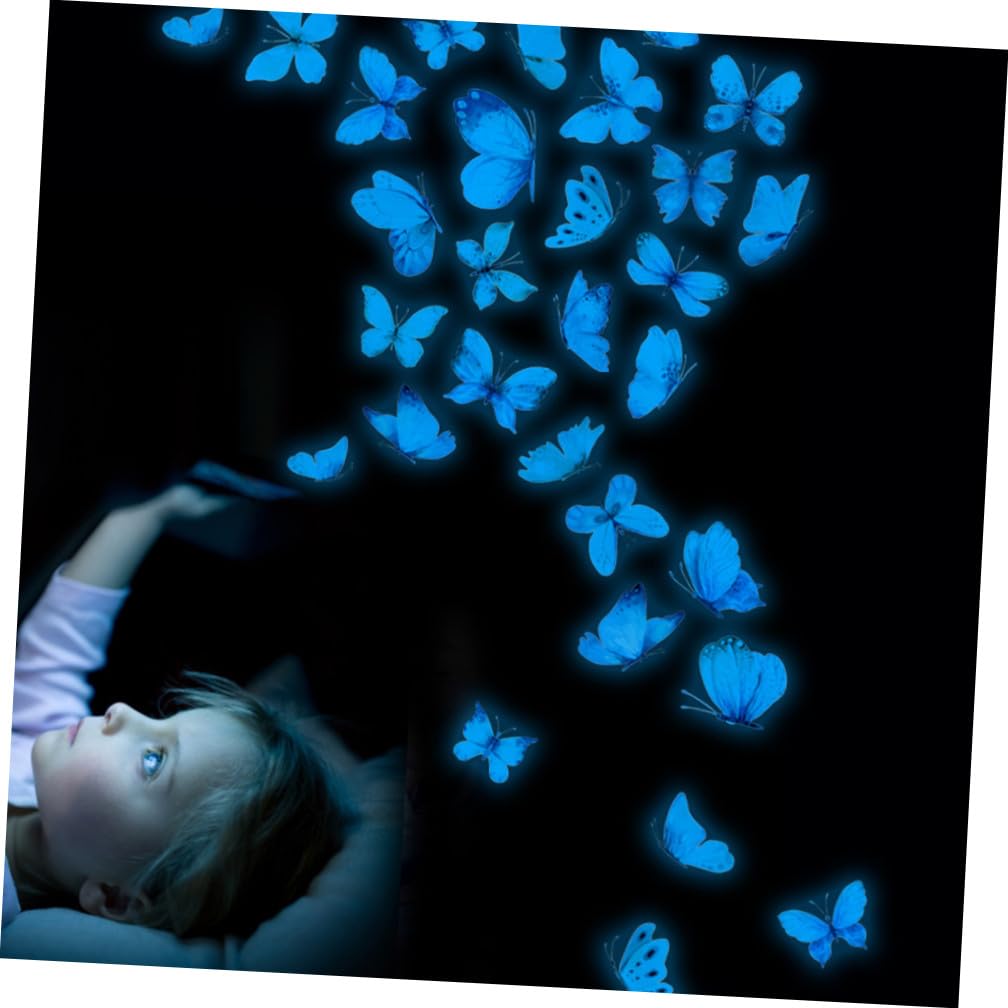 DECHOUS 4 Set Di Adesivi Murali Farfalle Per Camerette Bambini Adesivi Murali Luminescenti Rimovibili E Riutilizzabili.