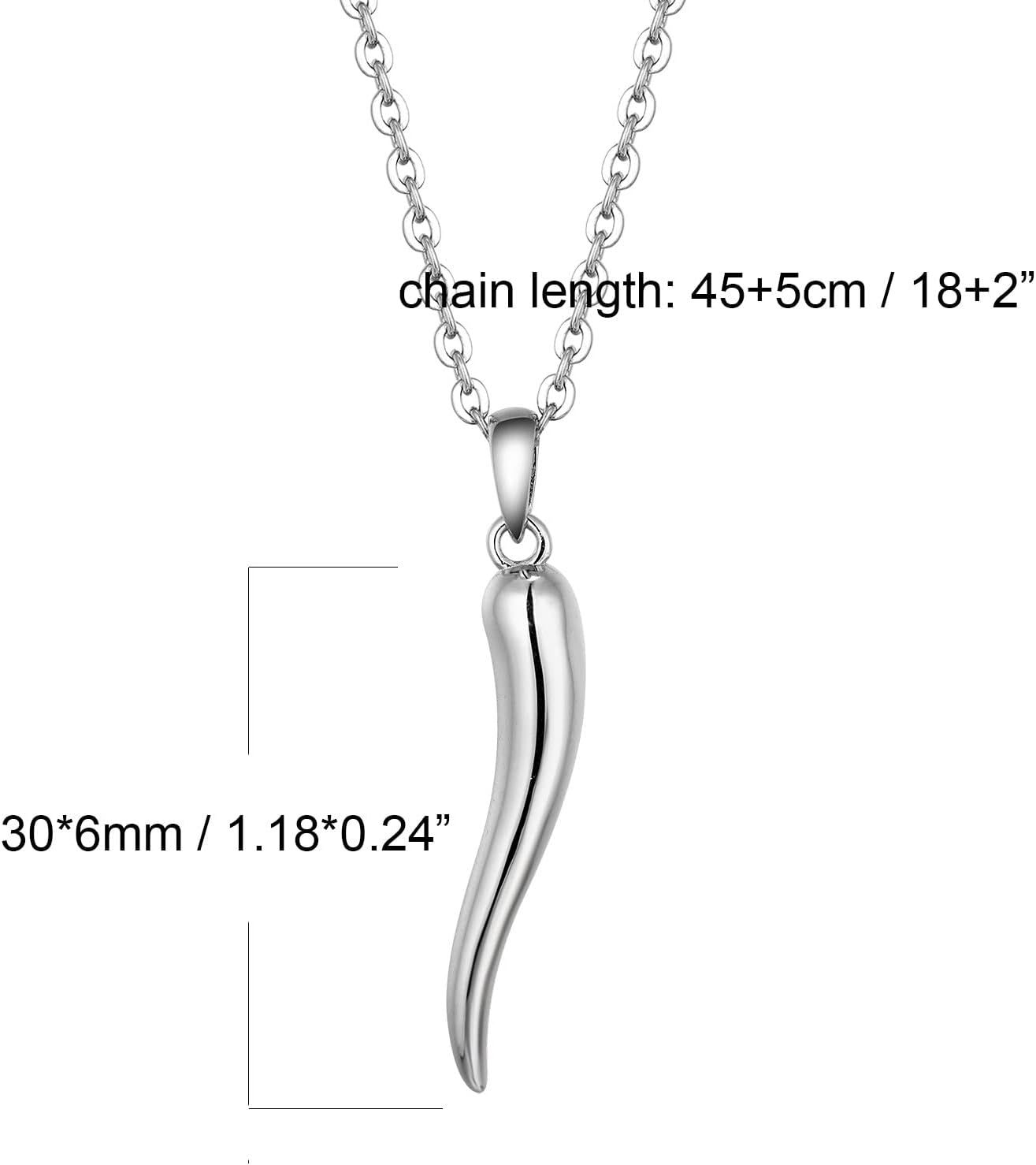 Italian Horn Necklace 925 Sterling Silver Protection Amulet Jewelry for Men Women - Image 2