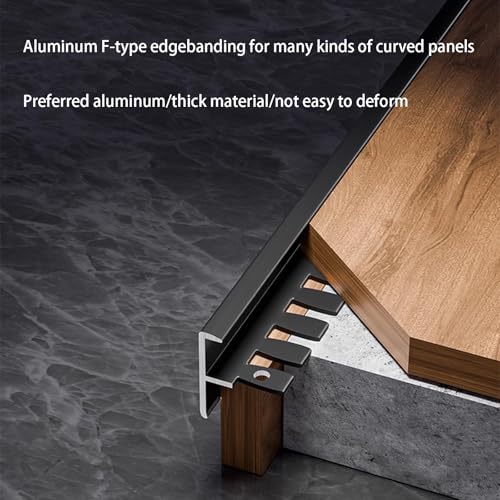 Perfil de escalón de metal plegable en forma de F para parquet laminado y azulejos, 90 cm de longitud, juego de 3 – Borde de escalera duradero para renovación del hogar y soluciones de suelos