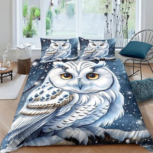 Housse de couette hibou des neiges douce et résistante avec zip - 4