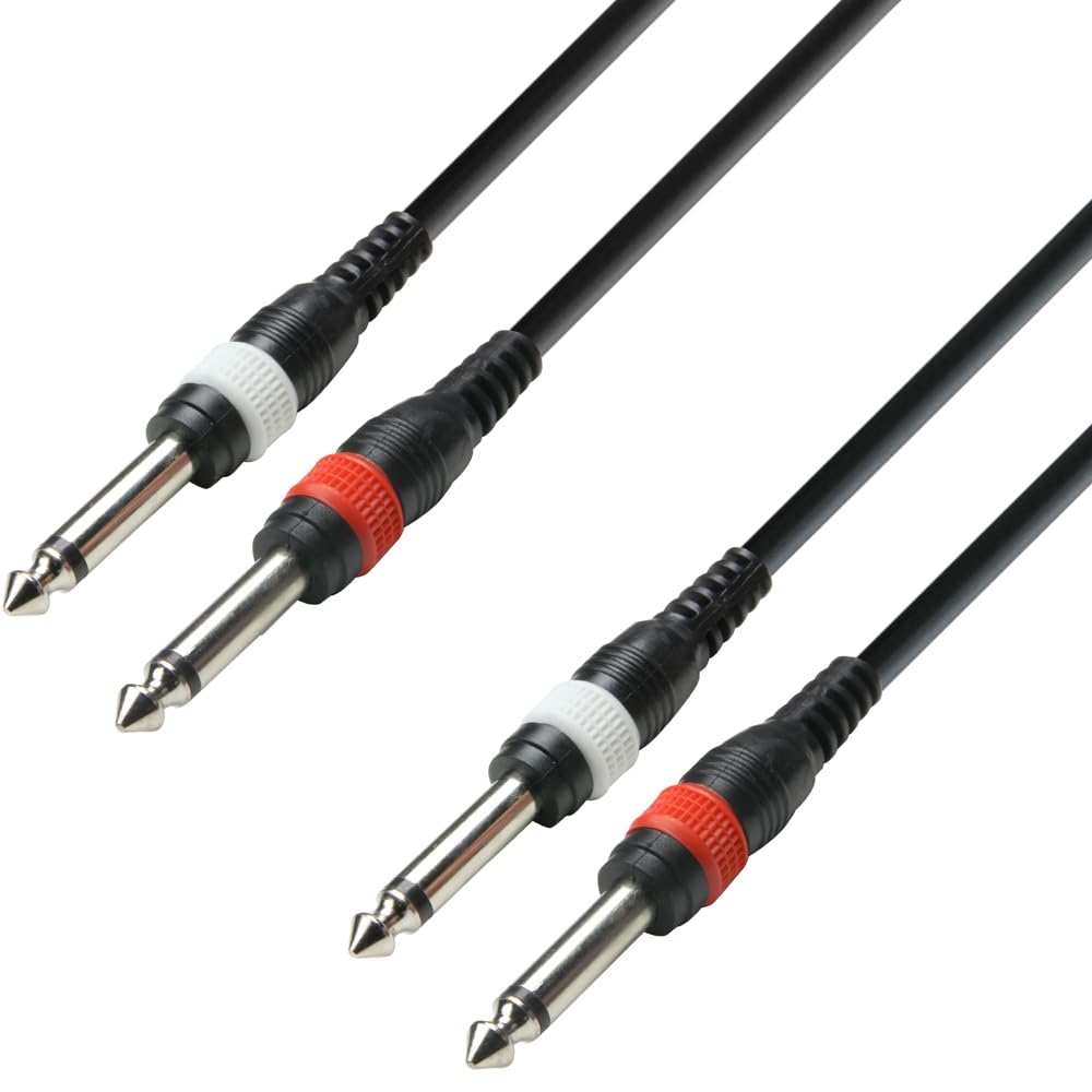 Adam Hall 3 Star Series 3m 2x 6.3mm Jack Mono to 2x 6.3mm Jack Mono Audio Cable