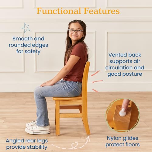 Image of ECR4Kids 24in x 48in Rectangular Hardwood Table with 24in Legs and Four 14in Chairs, Kids Furniture, Honey, 5-Piece