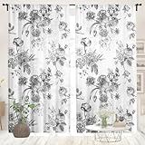 Surwin Estilo Floral Nórdico Multicolor Translucidas Cortinas Salon,132x213cm)