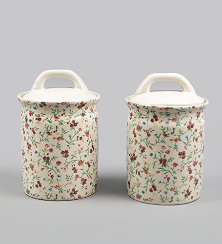 Image of miah decor MD-44 Ceramic and Stoneware Cookie Jar Set - 640 ml, Set of 2, Multicolour